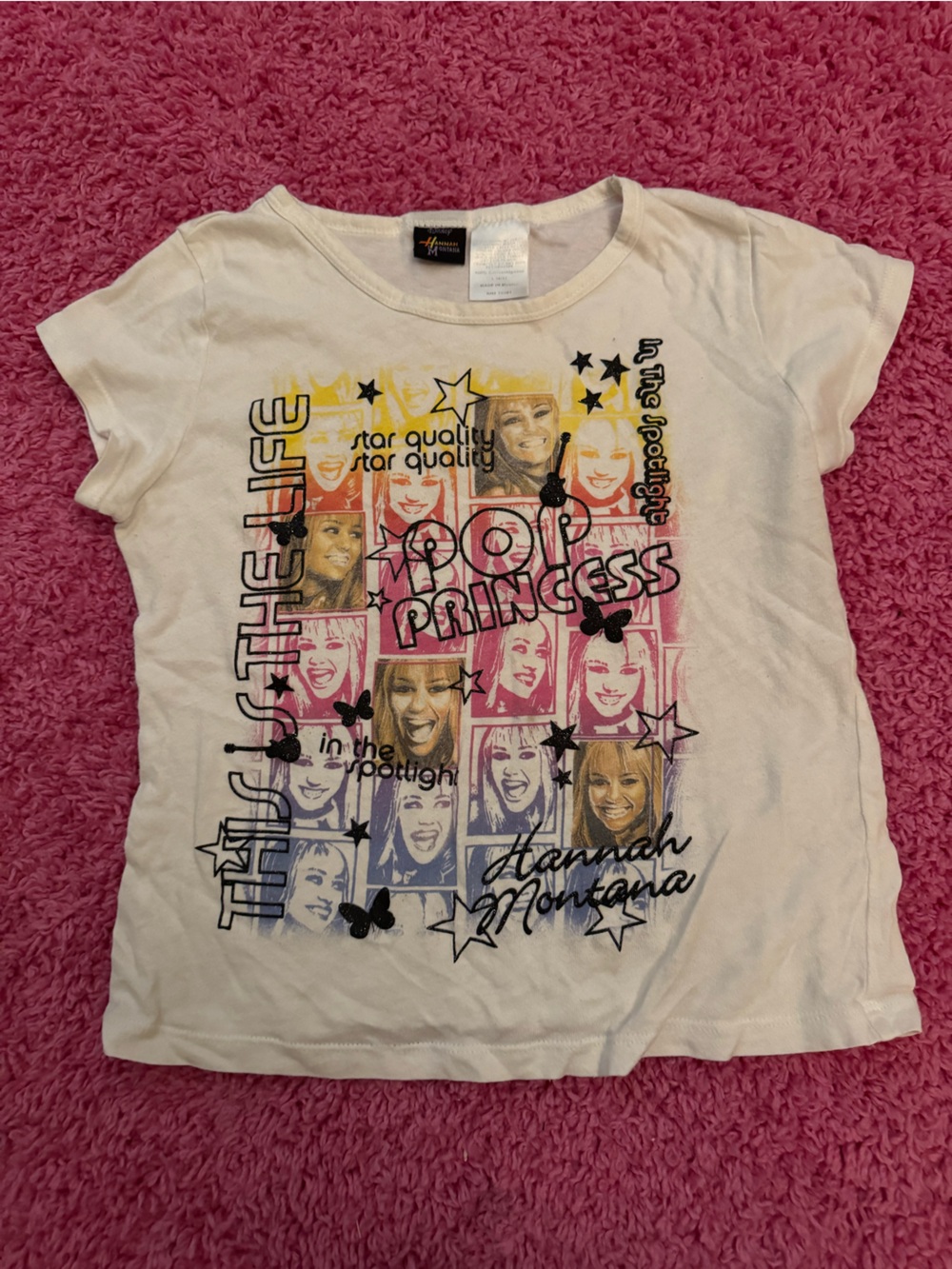 Hannah Montana Girls' White Pop Princess Graphic Tee